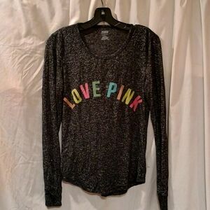 Sm PINK Victoria Secret "Love Pink" Dark Grey Heather long sleeve T-shirt